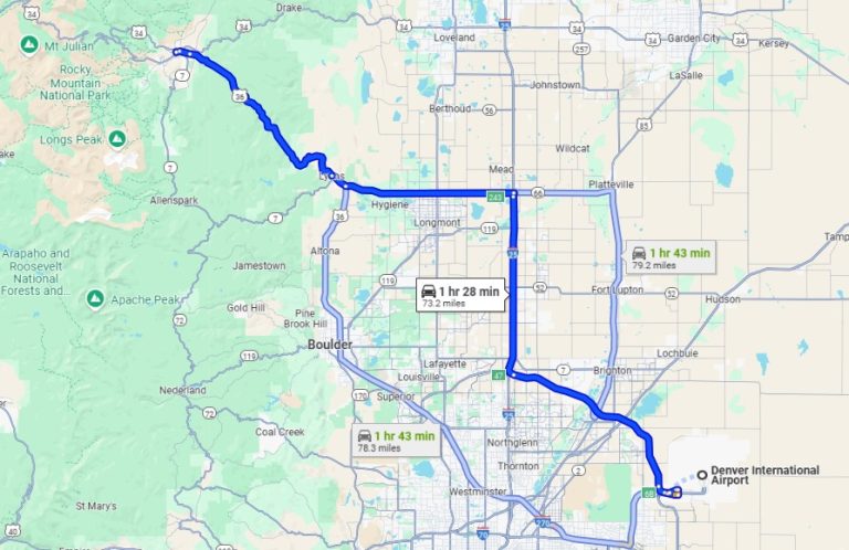 How Far From Denver Airport To Estes Park